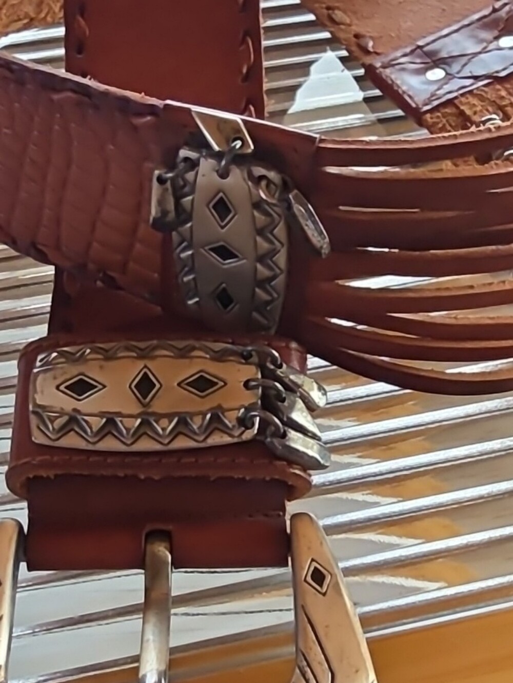 Handcrafted Brown Leather Western Belt with Decorative Silver Buckle